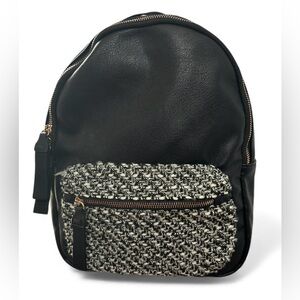 Torrid Elegant Black Faux Leather Backpack With Boucle Sweater Front Pocket